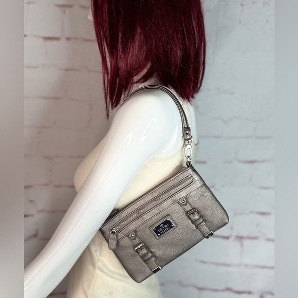 NICOLE MILLER NWT Gunmetal Grey Faux Leather Wristlet Wallet Combo NEW WITH TAGS - Picture 2 of 15